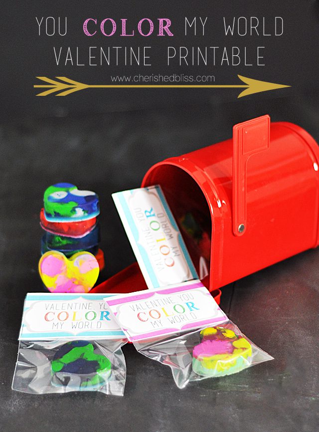 Non candy Valentine treat: You color my world!
