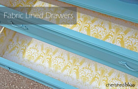 Fabric lined drawers with Mod Podge