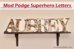 Mod Podge Superhero Letters using old comic books via cherishedbliss.com