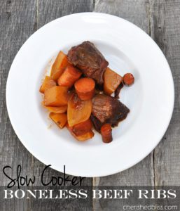 Boneless Slow Cooker Beef Ribs Recipe via cherishedbliss.com