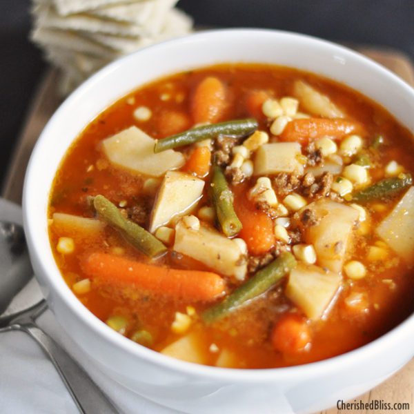 Hamburger Veggie Soup Recipe - Cherished Bliss