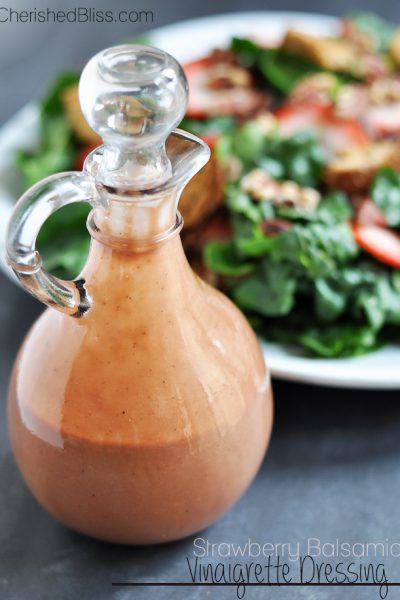 Enjoy this homemade Strawberry Balsamic Vinaigrette Dressing on your favorite salad!