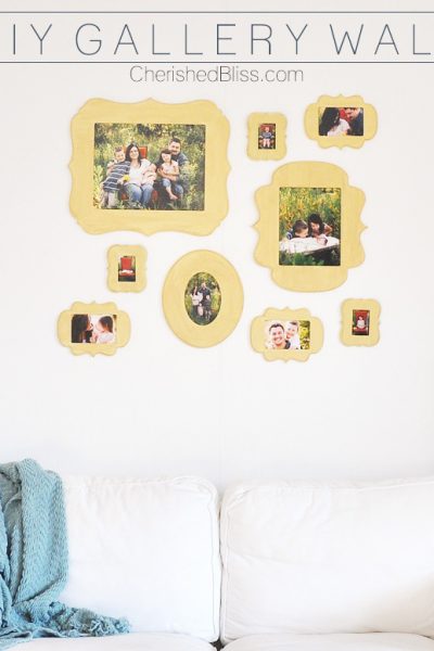 A DIY Gallery Wall using Cut it Out Frames. This is the perfect way to display all those family photos!