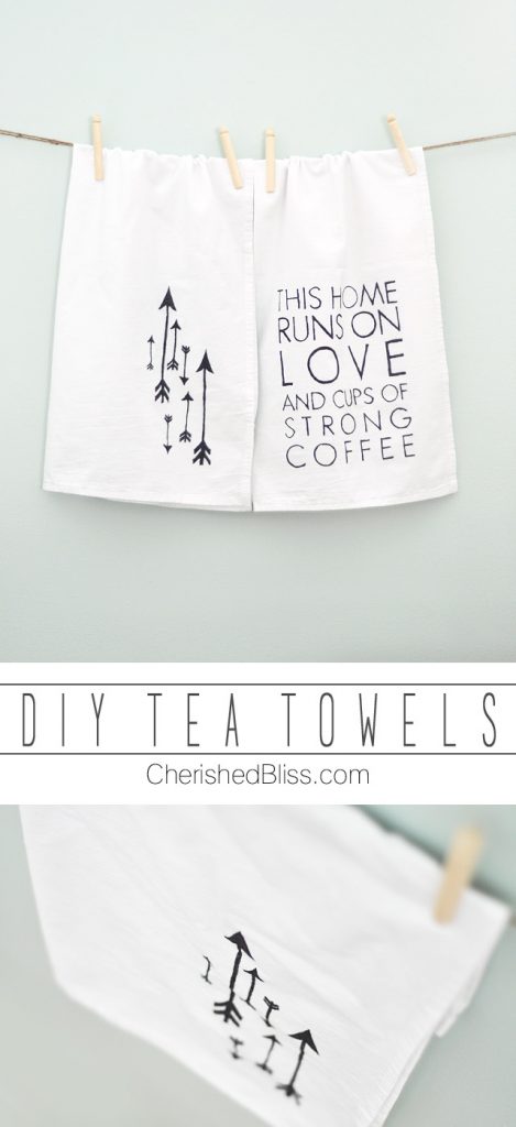 Create these fun DIY Tea Towels with this simple tutorial! via cherishedbliss.com