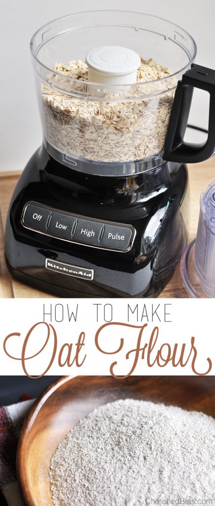 Making your own Oat Flour is very simple and all you need is old fashion oats, a food processor, or a high rpm blender.