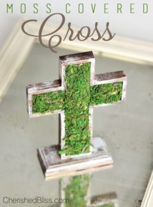 Create this Moss Covered Cross for a simple addition to your Easter Decor, or leave it up all year!