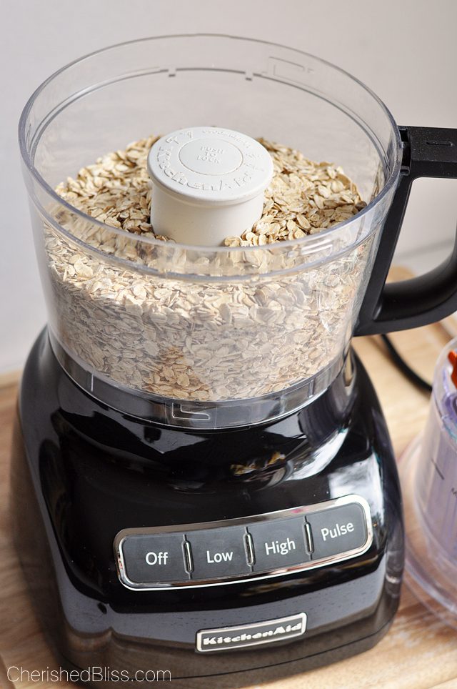 Making your own Oat Flour is very simple and all you need is old fashion oats, a food processor, or a high rpm blender.