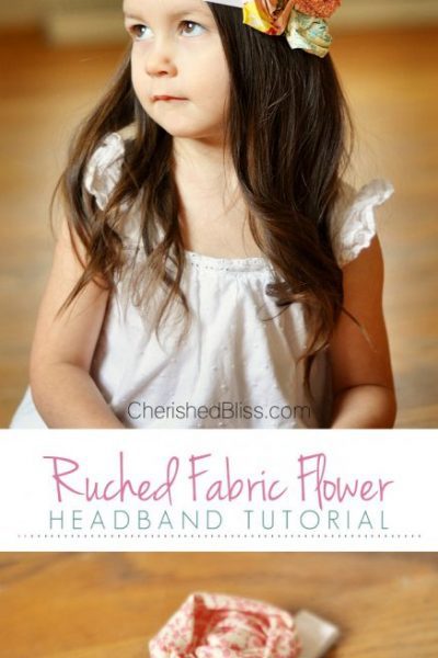 Easy Ruched Fabric Flower Headband Tutorial that any little girl will just LOVE! Makes a great photo prop too!