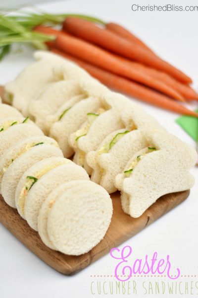 Enjoy these fun Easter Cucumbers Sandwiches at your next Spring Party, they are sure to be a hit!