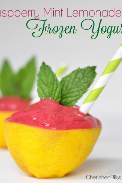 This recipe for Raspberry Mint Lemonade Frozen Yogurt is a delicious and healthy frozen yogurt that can be whipped up quickly satisfying everyone's taste buds.