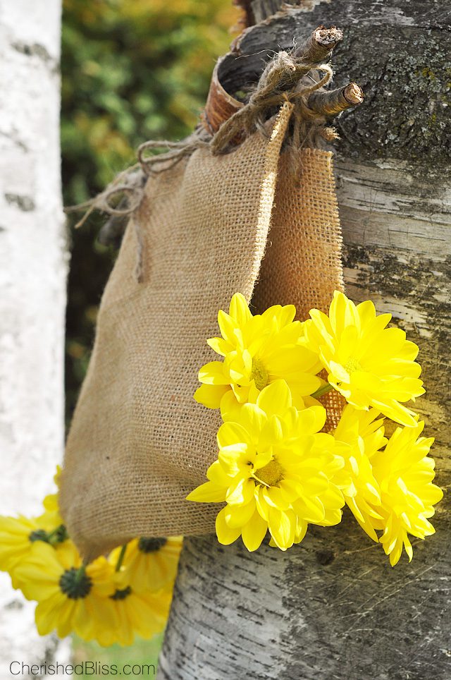 Enjoy Summer and gather up some gorgeous flowers with this easy DIY Burlap Flower Carrier