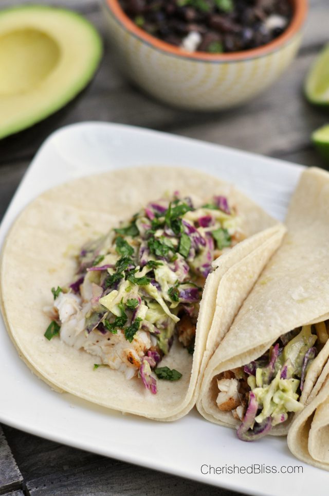 These Grilled Fish Tacos with a Tomatillo Avocado Slaw is a beautiful and delicious dish that has amazing fresh flavors everyone will love!