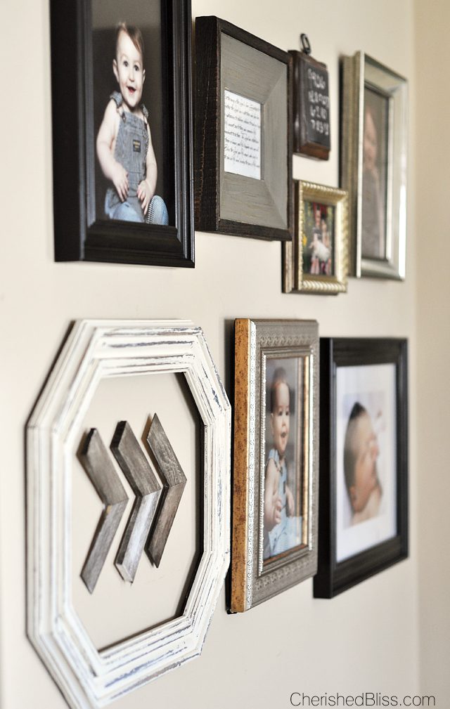 This DIY Corner Gallery Wall features an eclectic blend of frames and special memories! Click to see how it all comes together in this cozy cottage living room!