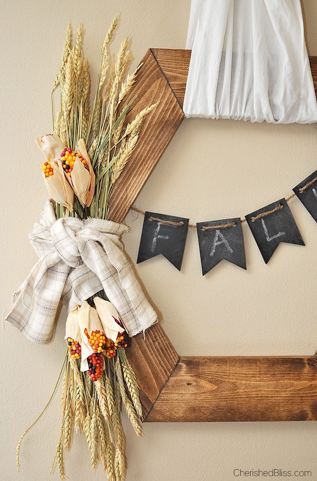 Hexagon Wooden Fall Wreath Tutorial | The perfect rustic accent to this years fall decor! 