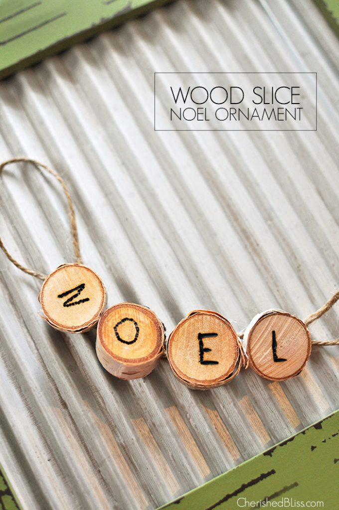 Enjoy these cute little banner style Wood Slice Noel Ornaments