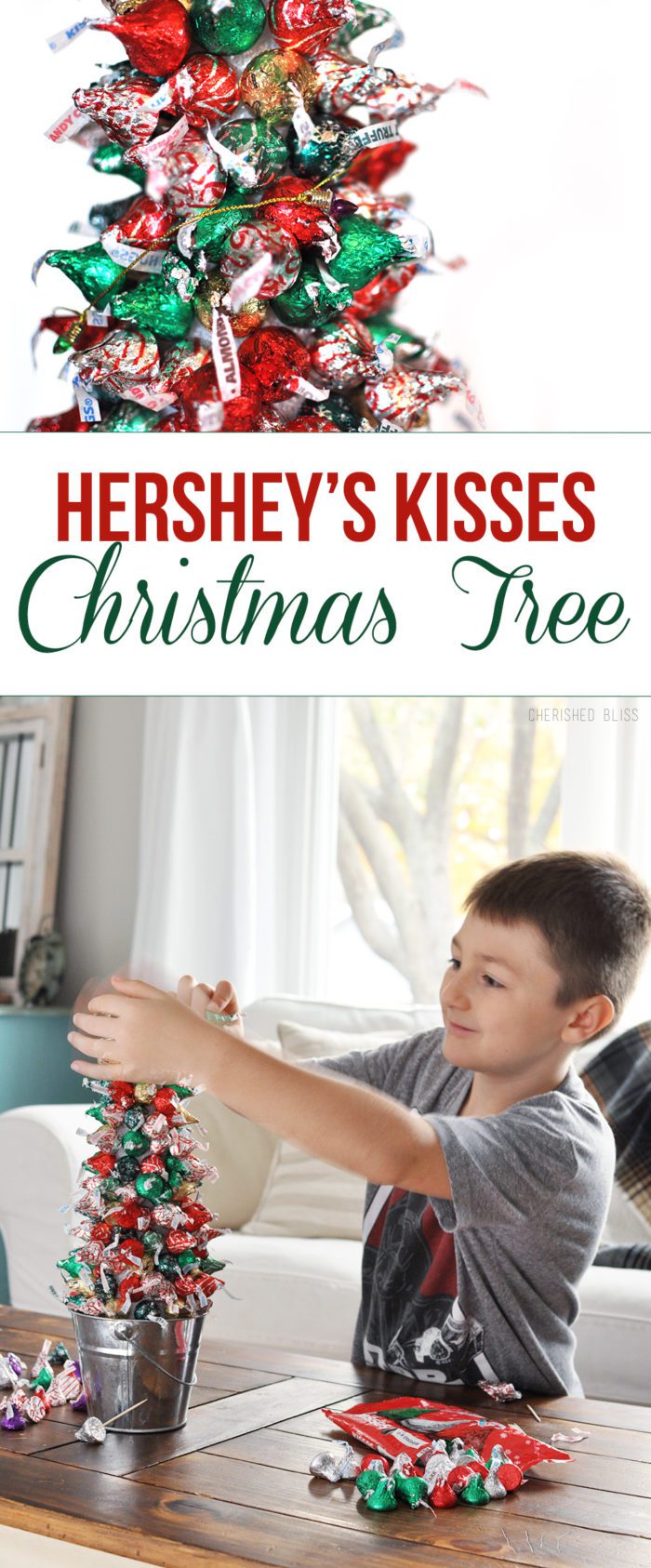 Create beautiful memories with your family by making a simple Hershey's Kisses Christmas Tree! 