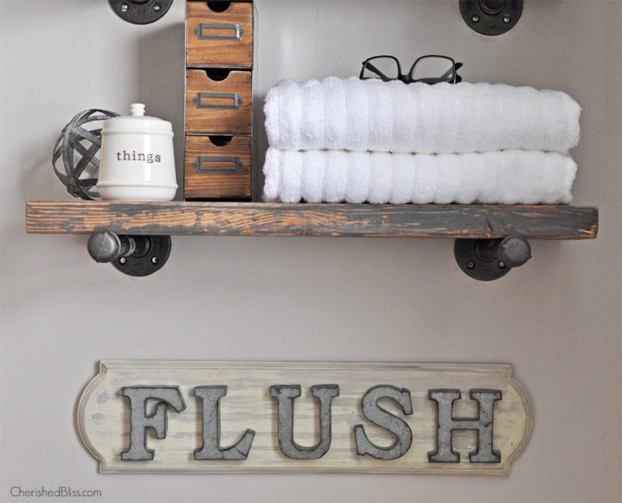 Create this adorable DIY Industrial Farmhouse Bathroom Sign with this easy to follow tutorial! 