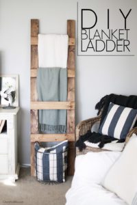 Learn how to make a DIY Blanket Ladder. With this simple tutorial and only 3 basic tools you can save space while storing your blankets neatly.