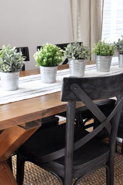 This easy to build Farmhouse Table is the perfect addition to any dining or breakfast room. With it's industrial touches and farmhouse style you will love serving meals at this table!