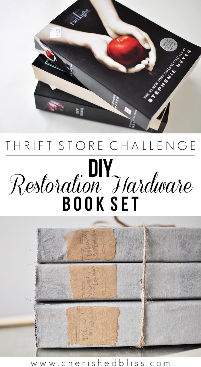 Create this beautiful Restoration Hardware Book Set at a fraction of the cost using thrift store finds. These books are the perfect accessory for any style. 
