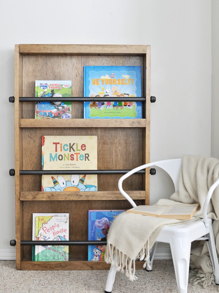 Industrial Kids Bookshelf Free Plans, Live Edge Bookcase Plans Free