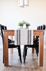 This Modern Farmhouse Dining Room Table is the perfect addition to any dining space. With these free plans you will be on your way to the dining room of your dreams!
