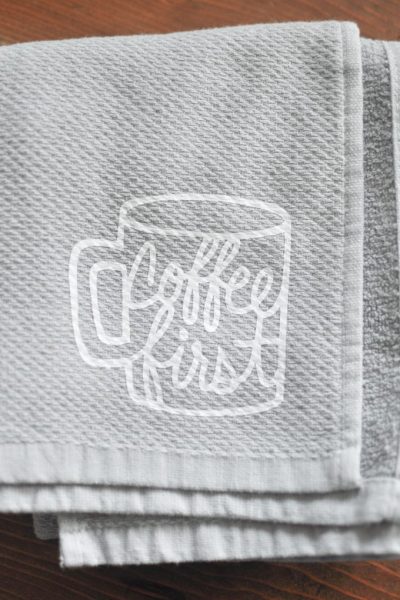 Coffee Kitchen Towel Tutorial | Cricut Explore Air
