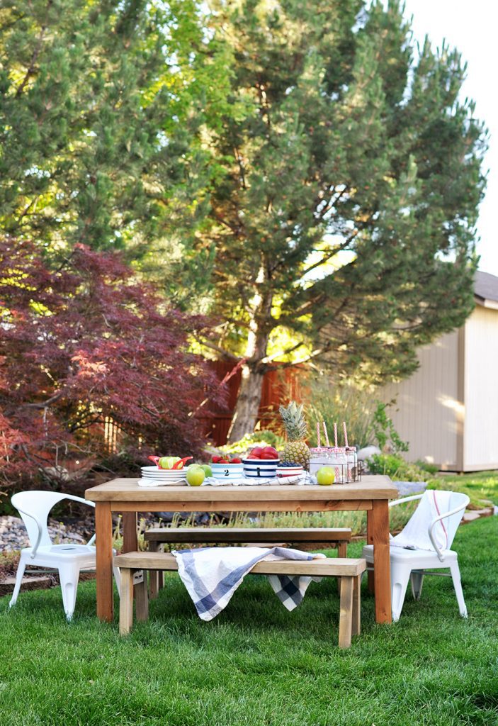 Give your kids an outdoor oasis with this easy to follow tutorial! Learn how to build this DIY Kids Outdoor Table and customize it to any style! 