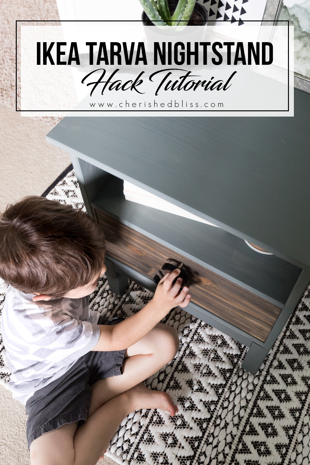 Give this basic Ikea Nightstand an easy modern makeover in just a few hours following the tutorial for this Tarva Nightstand Hack!