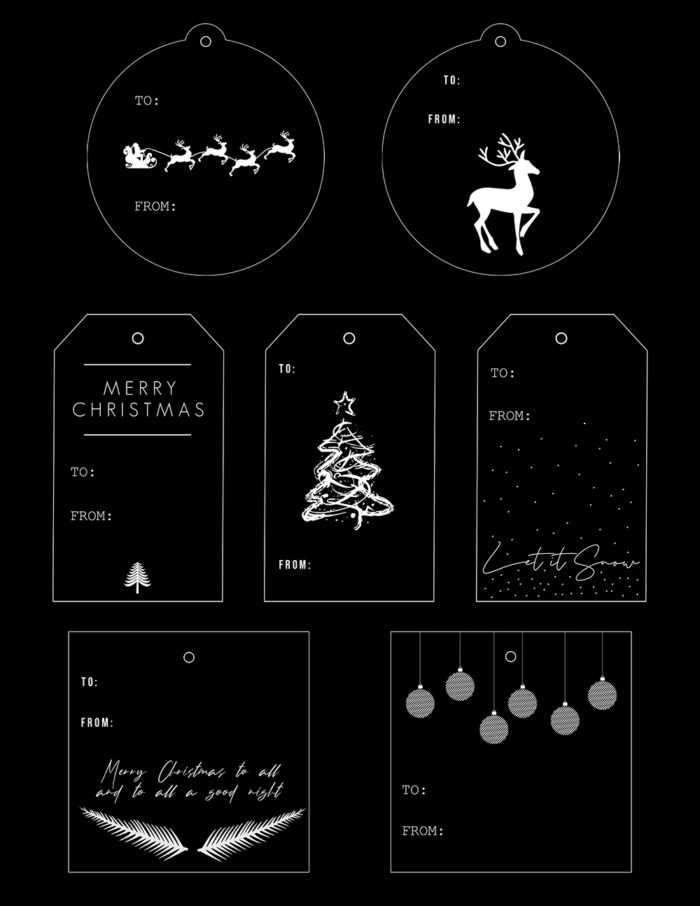 christmas name tags printable free black and white