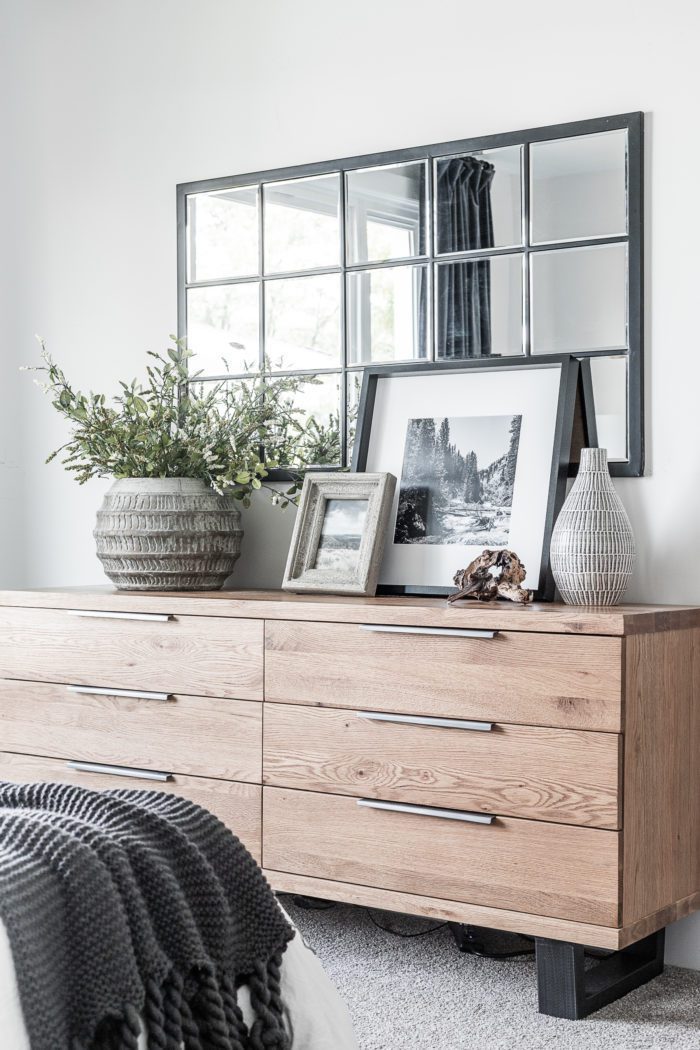 6 drawer dresser with cozy organic decor. 