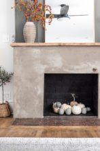 Simple Fall Mantel Decor with Built ins