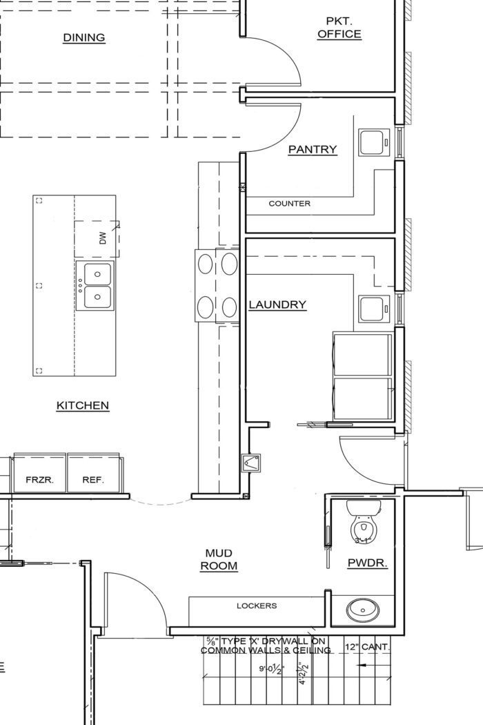 Laundry room and mudroom layout in a floor plan. 