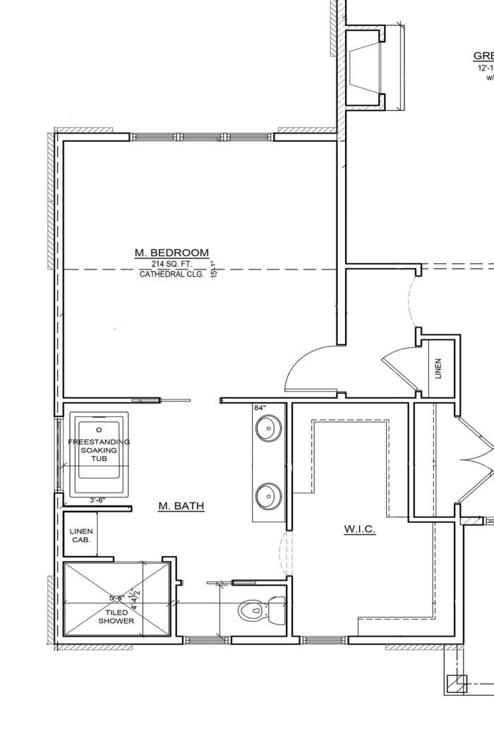 Master Suite Floor Plan and Layout with a freestanding tub and walk-in closet. 