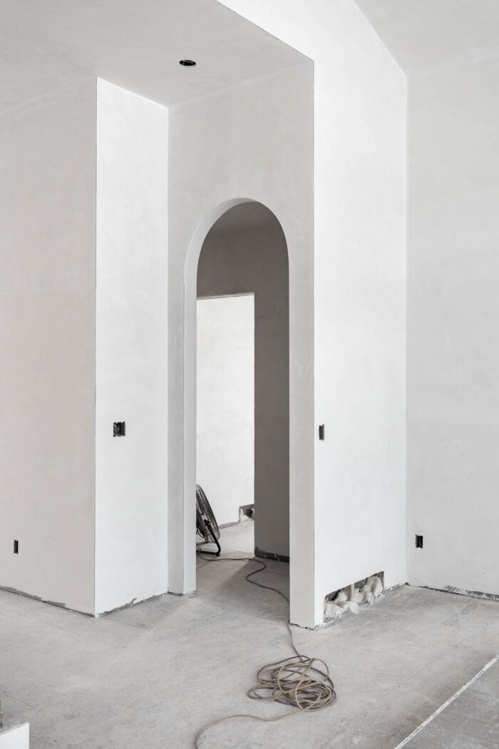 Arch in hallway in rustic minimalism design